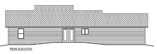 Ranch Rear Elevation of Plan 50908