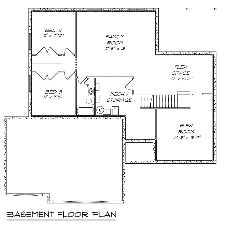 Ranch Traditional Lower Level of Plan 50909