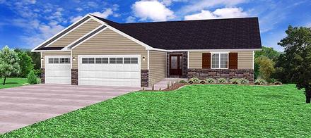 Ranch Traditional Elevation of Plan 50909