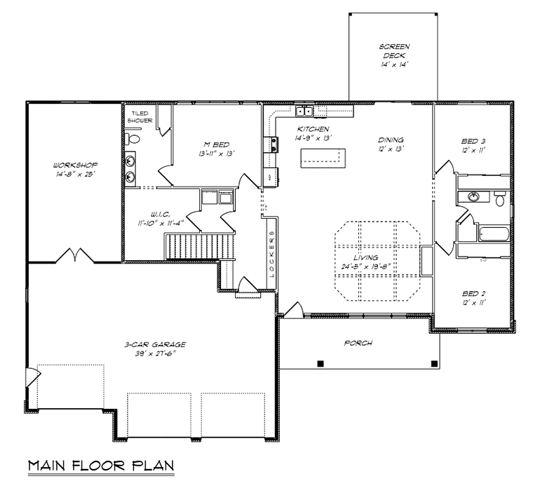 Craftsman Ranch Traditional Level One of Plan 50910