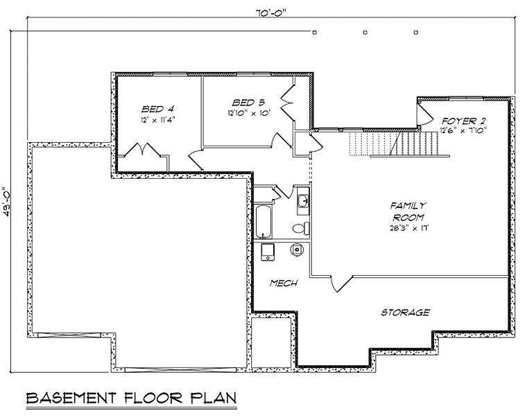 Ranch Traditional Lower Level of Plan 50911
