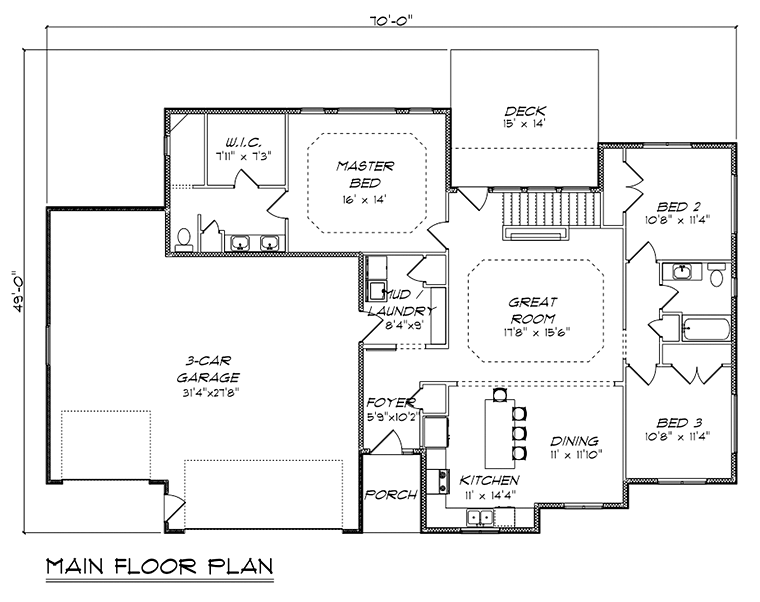 Ranch Traditional Level One of Plan 50911