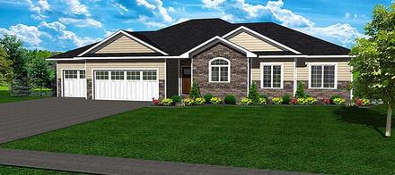 Ranch Traditional Elevation of Plan 50911