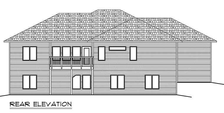 Ranch Traditional Rear Elevation of Plan 50911