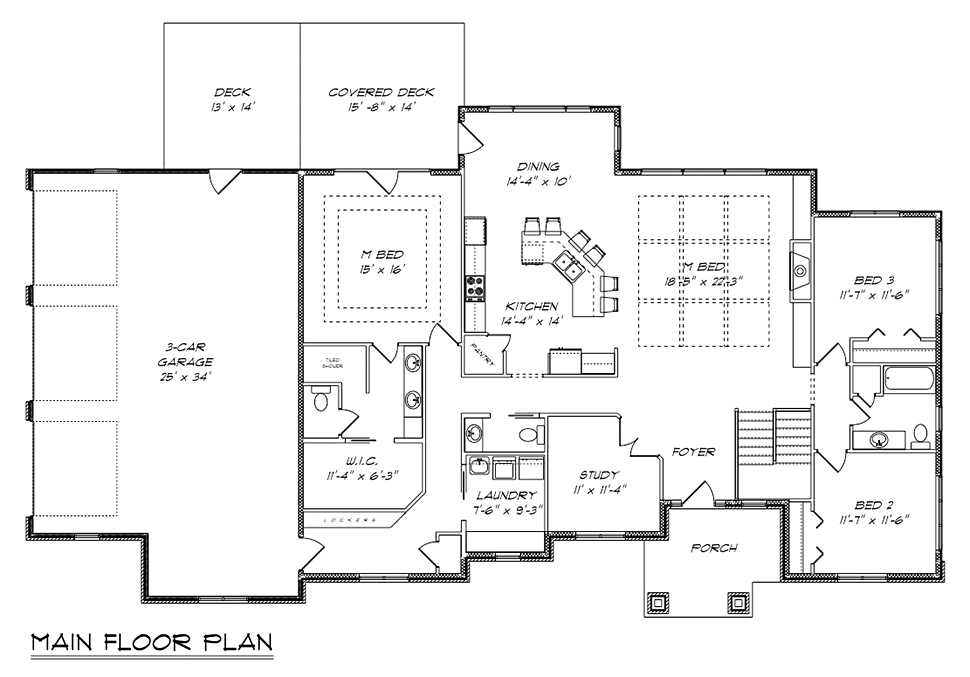 Craftsman Ranch Traditional Level One of Plan 50913