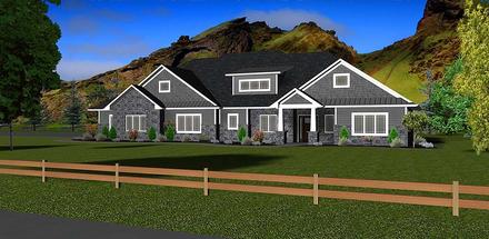 Craftsman Ranch Traditional Elevation of Plan 50913