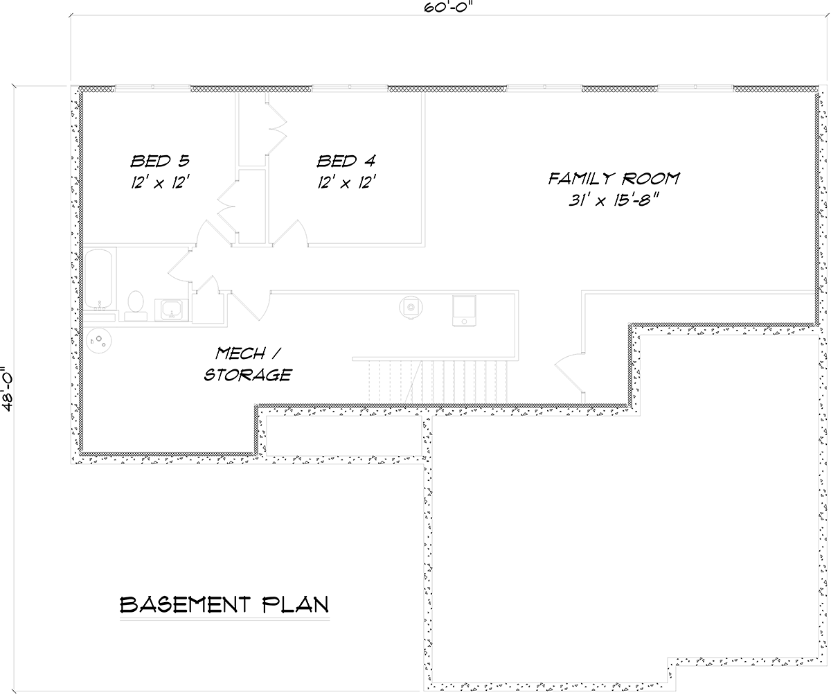 Craftsman Ranch Traditional Lower Level of Plan 50914