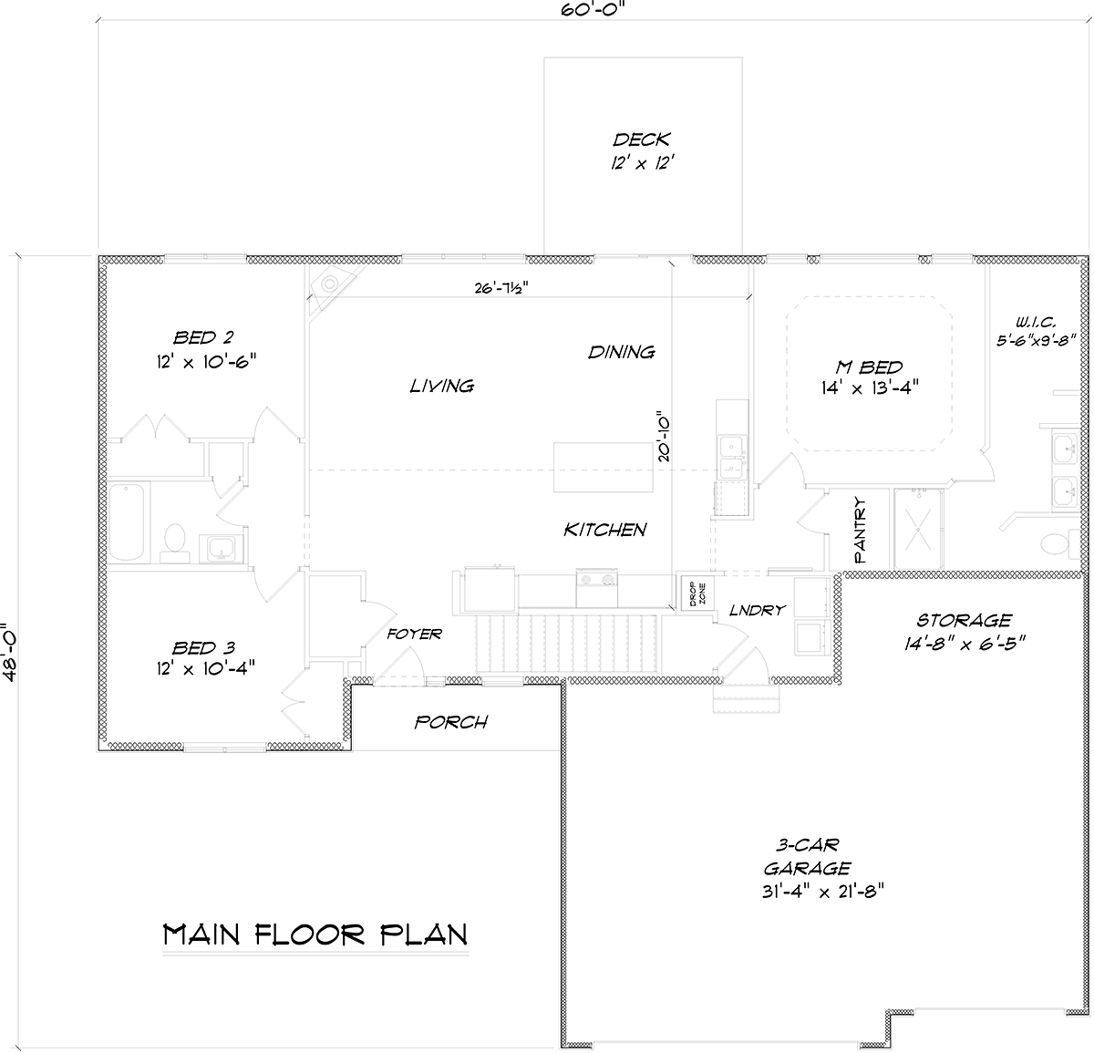 Craftsman Ranch Traditional Level One of Plan 50914