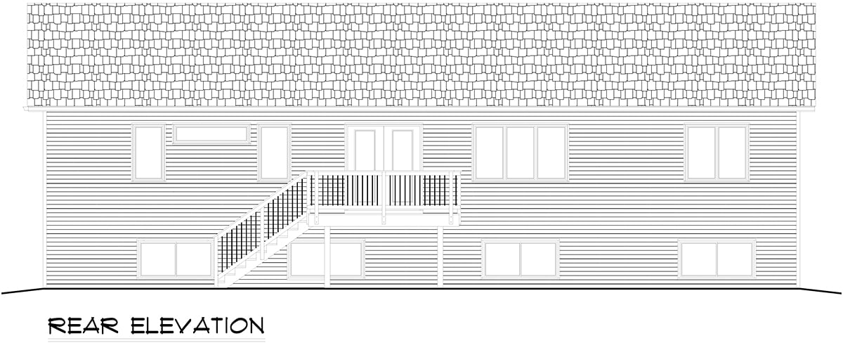 Craftsman Ranch Traditional Rear Elevation of Plan 50914