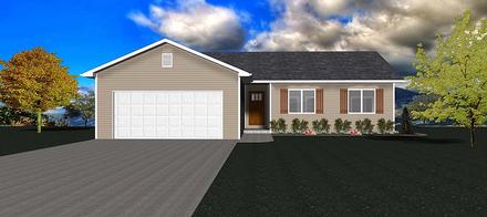 One-Story Ranch Traditional Elevation of Plan 50915