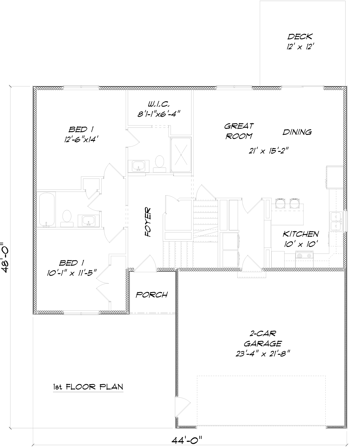 Country One-Story Ranch Traditional Level One of Plan 50916