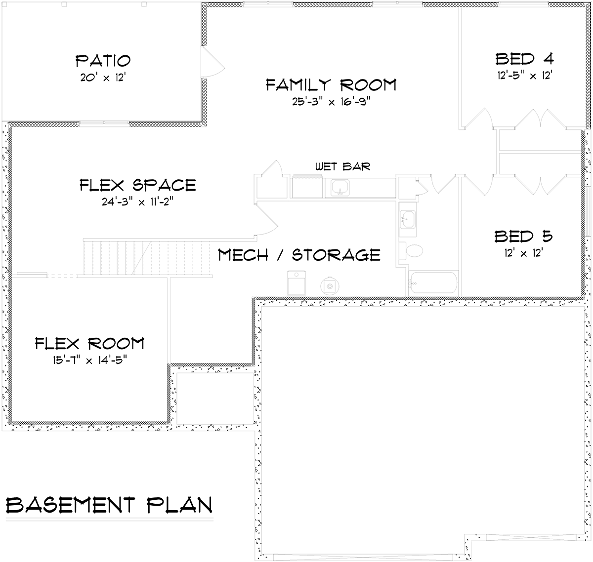 Ranch Traditional Lower Level of Plan 50917