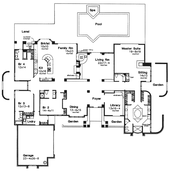 Mediterranean One-Story Level One of Plan 51015
