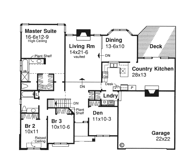 One-Story Traditional Level One of Plan 51017