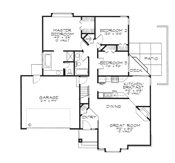 Contemporary One-Story Level One of Plan 51018