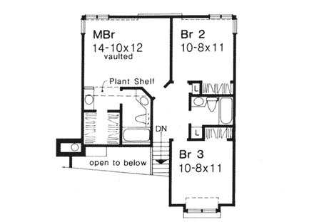 House Plan 51019 Second Level Plan