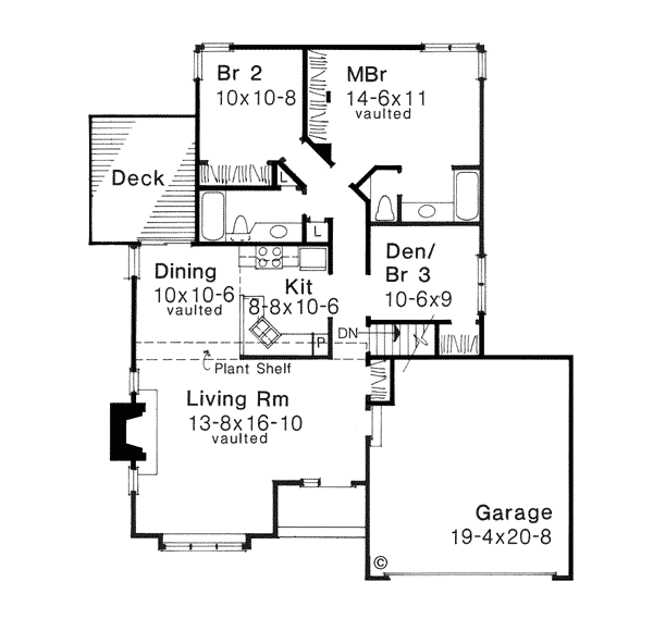 One-Story Traditional Level One of Plan 51020