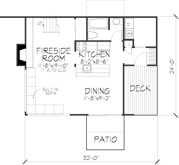 Cabin Narrow Lot Level One of Plan 51027