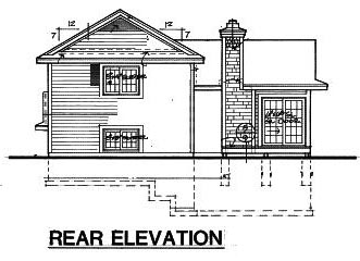 Narrow Lot Rear Elevation of Plan 51032