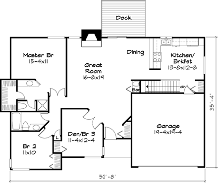 House Plan 51034 First Level Plan