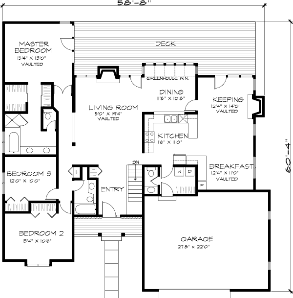Country One-Story Level One of Plan 51040