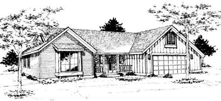 Country One-Story Elevation of Plan 51040