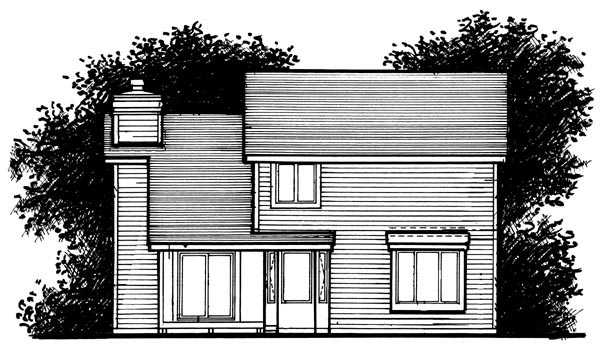 Country Narrow Lot Rear Elevation of Plan 51044