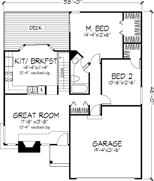 Narrow Lot One-Story Ranch Level One of Plan 51045