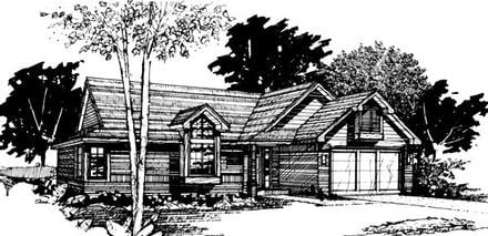 One-Story Elevation of Plan 51051