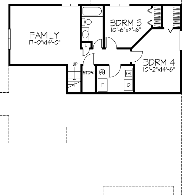 Narrow Lot One-Story Lower Level of Plan 51057