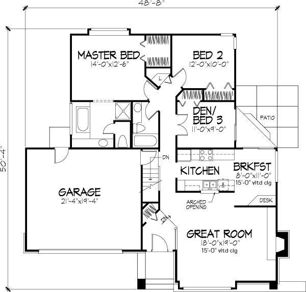One-Story Level One of Plan 51058