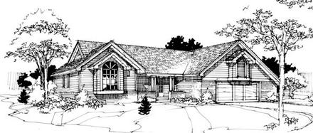 Country One-Story Elevation of Plan 51070