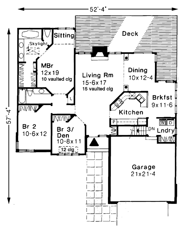 One-Story Ranch Level One of Plan 51071