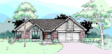 One-Story Ranch Elevation of Plan 51071