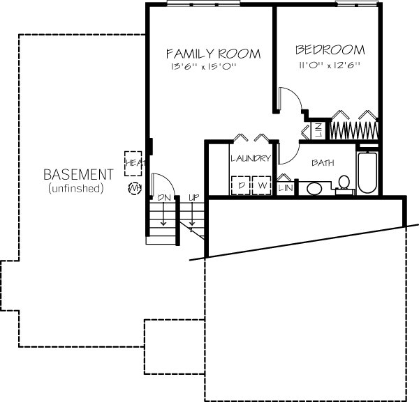 One-Story Lower Level of Plan 51080