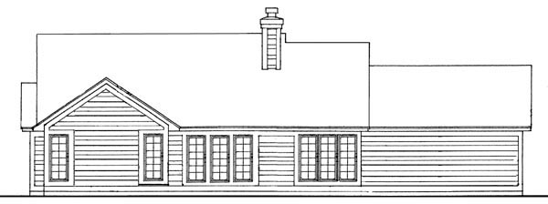 One-Story Rear Elevation of Plan 51082