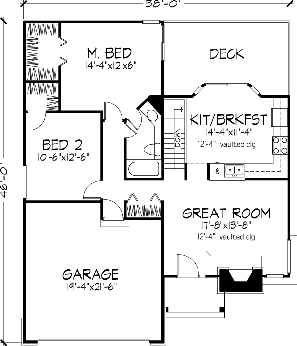 Narrow Lot One-Story Ranch Level One of Plan 51084