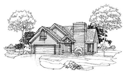 Narrow Lot One-Story Ranch Elevation of Plan 51084