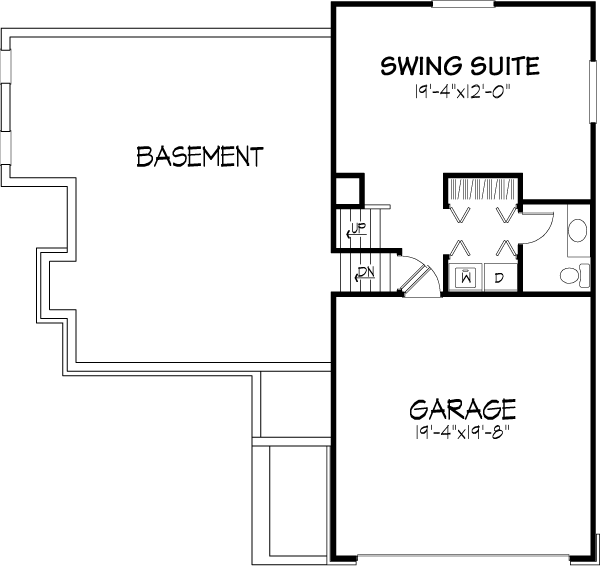One-Story Lower Level of Plan 51086