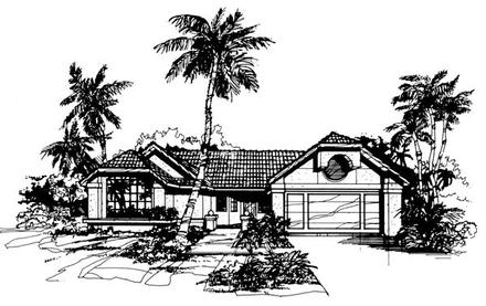 Florida One-Story Elevation of Plan 51101