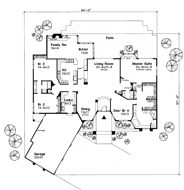 Florida One-Story Level One of Plan 51108
