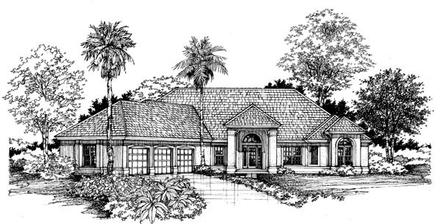 Florida One-Story Elevation of Plan 51108