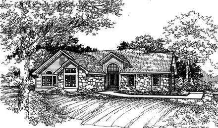 One-Story Ranch Elevation of Plan 51110