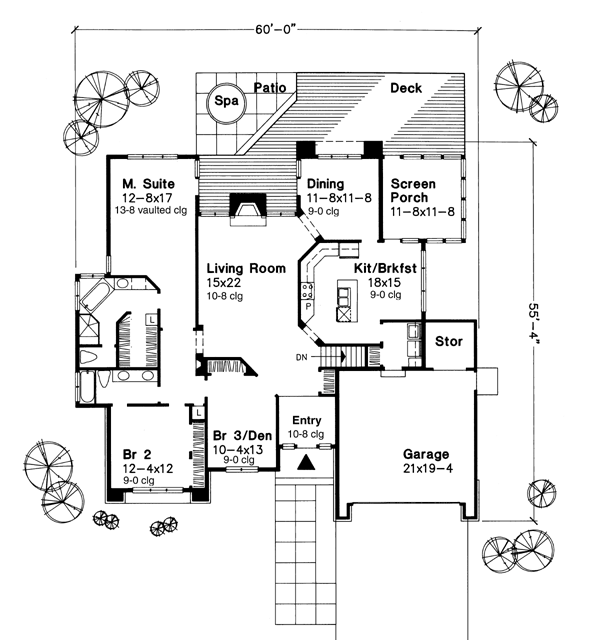 One-Story Ranch Level One of Plan 51111