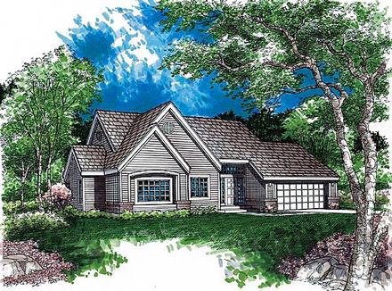 One-Story Ranch Elevation of Plan 51111