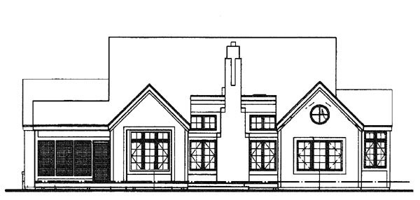 One-Story Ranch Rear Elevation of Plan 51111