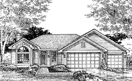 One-Story Ranch Elevation of Plan 51131