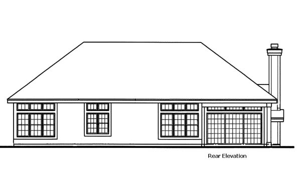 One-Story Ranch Rear Elevation of Plan 51131