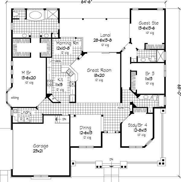 Country One-Story Level One of Plan 51140