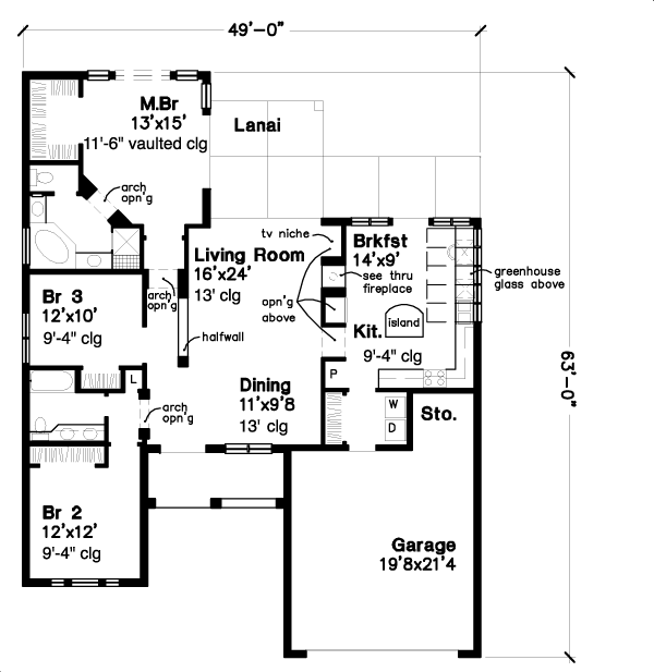 Florida One-Story Level One of Plan 51141